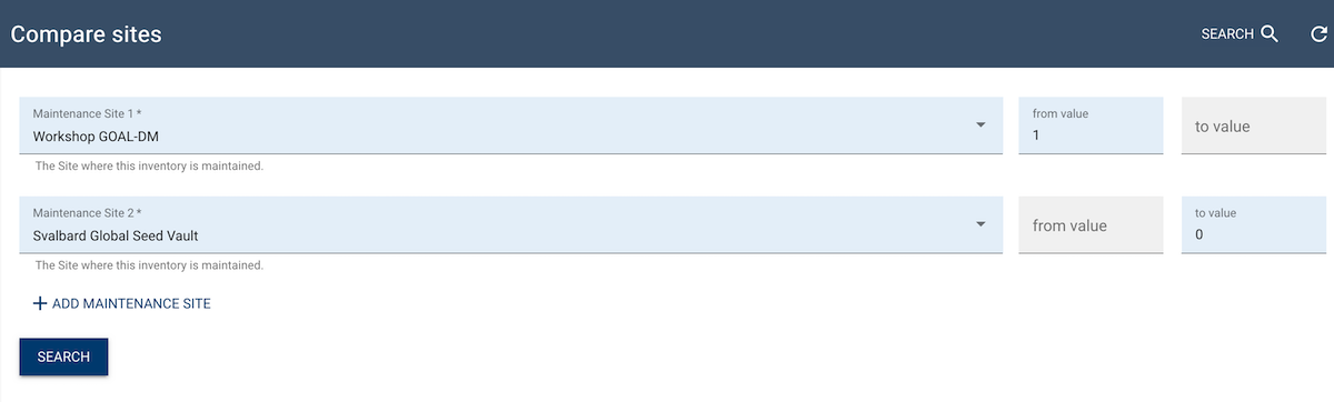 Find the status of accession at different sites