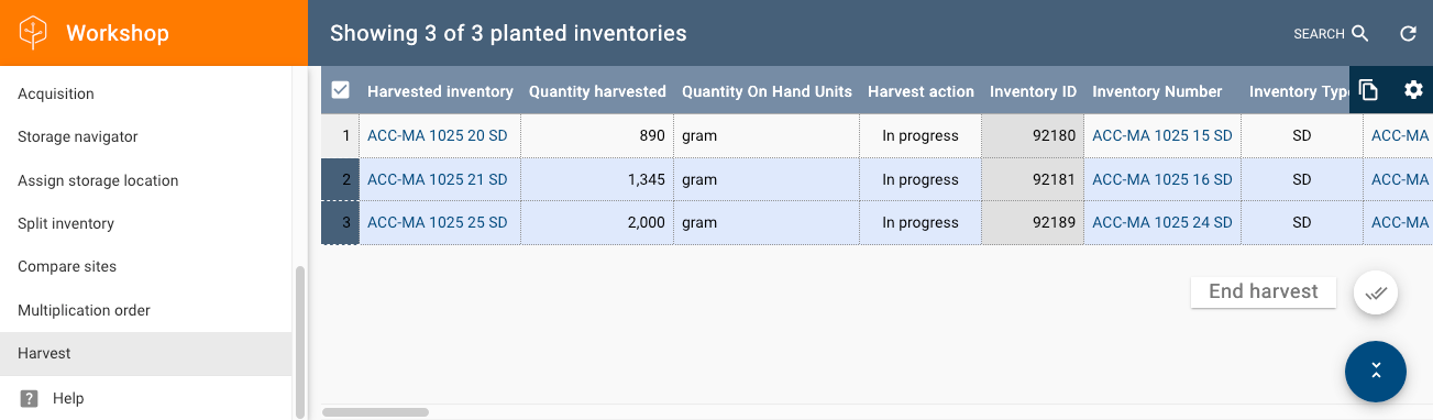 End harvest