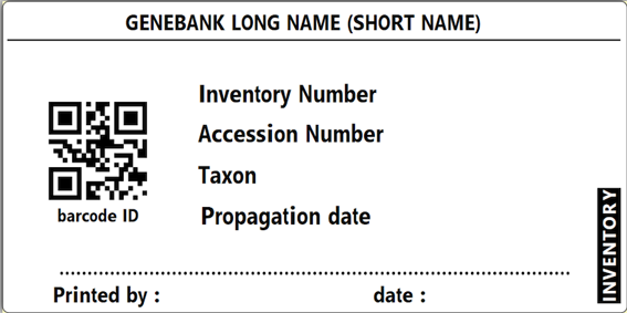 Example inventory label