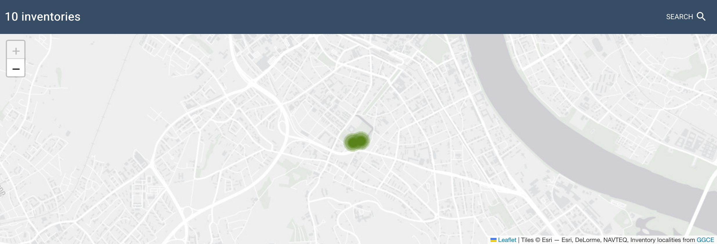 Inventory map with clustered location markers
