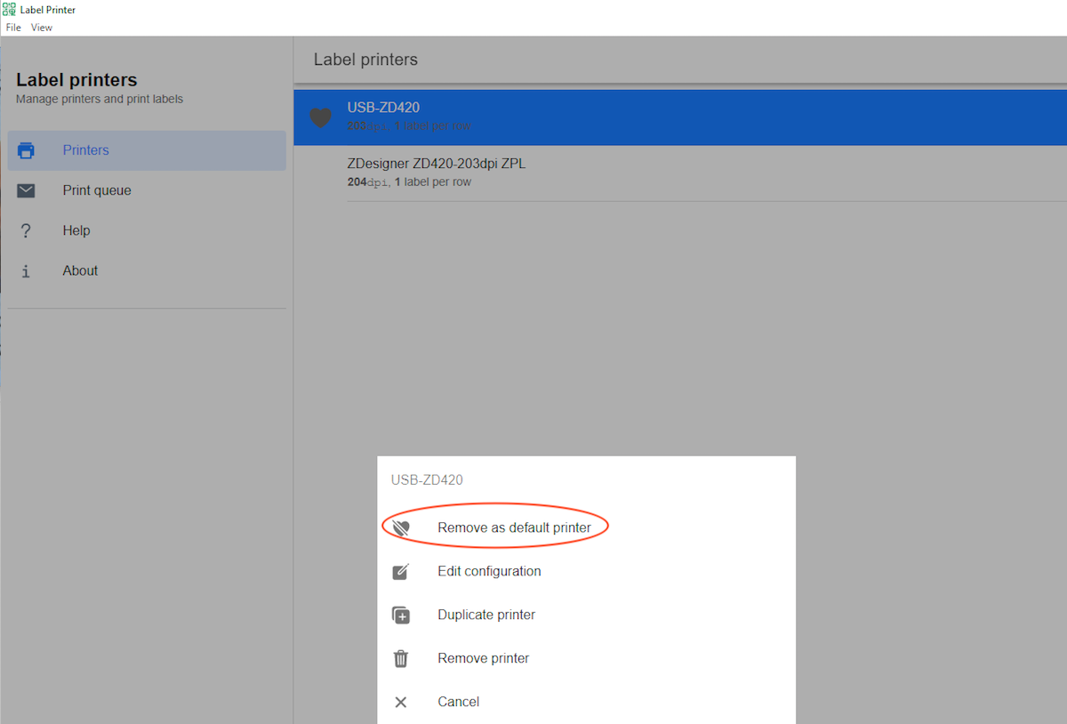 Setting a default printer