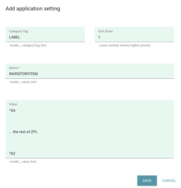 Registering a label template