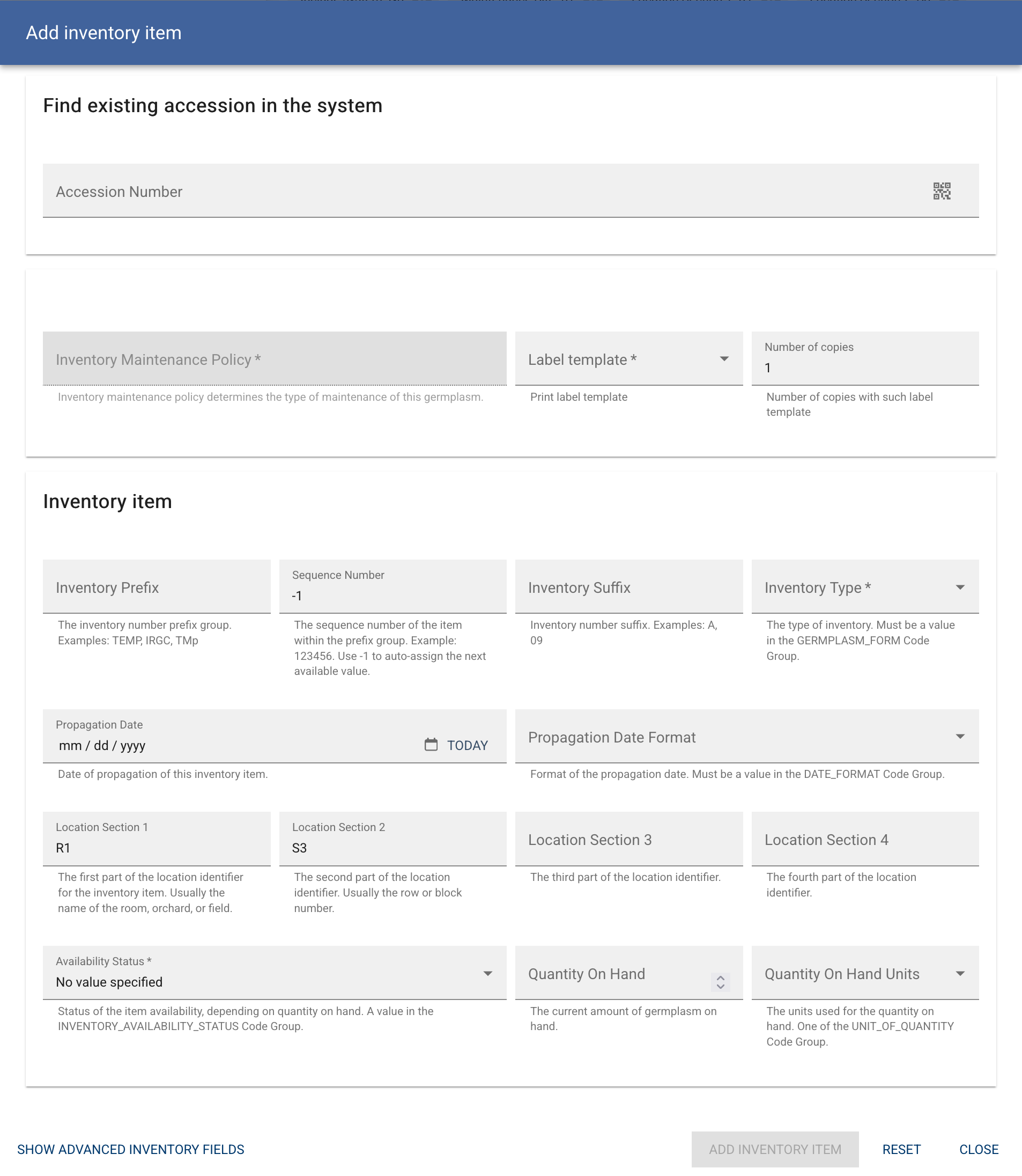 Rapid inventory registration