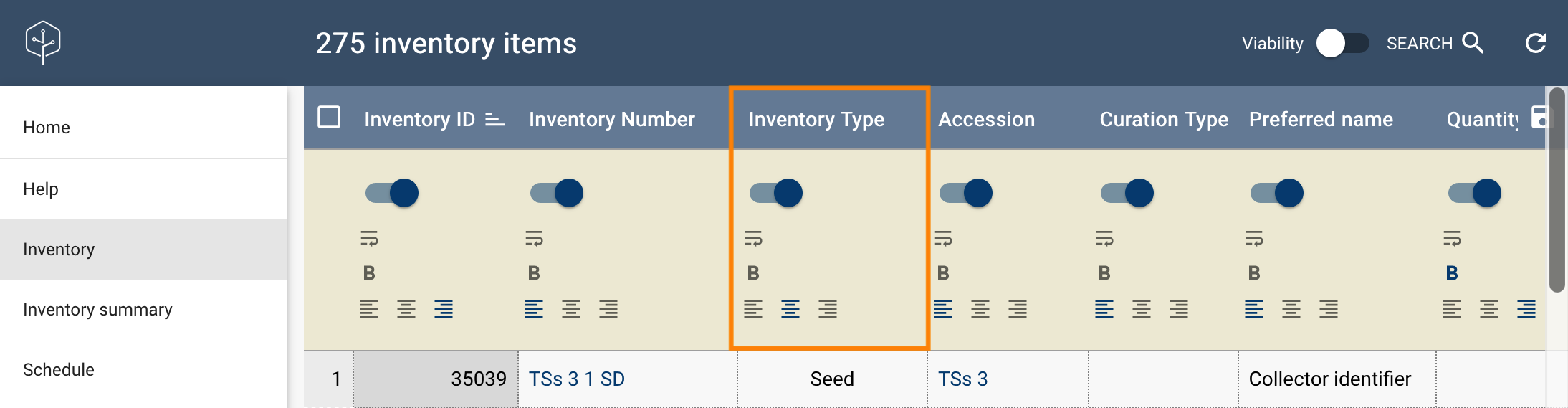 Customizing columns