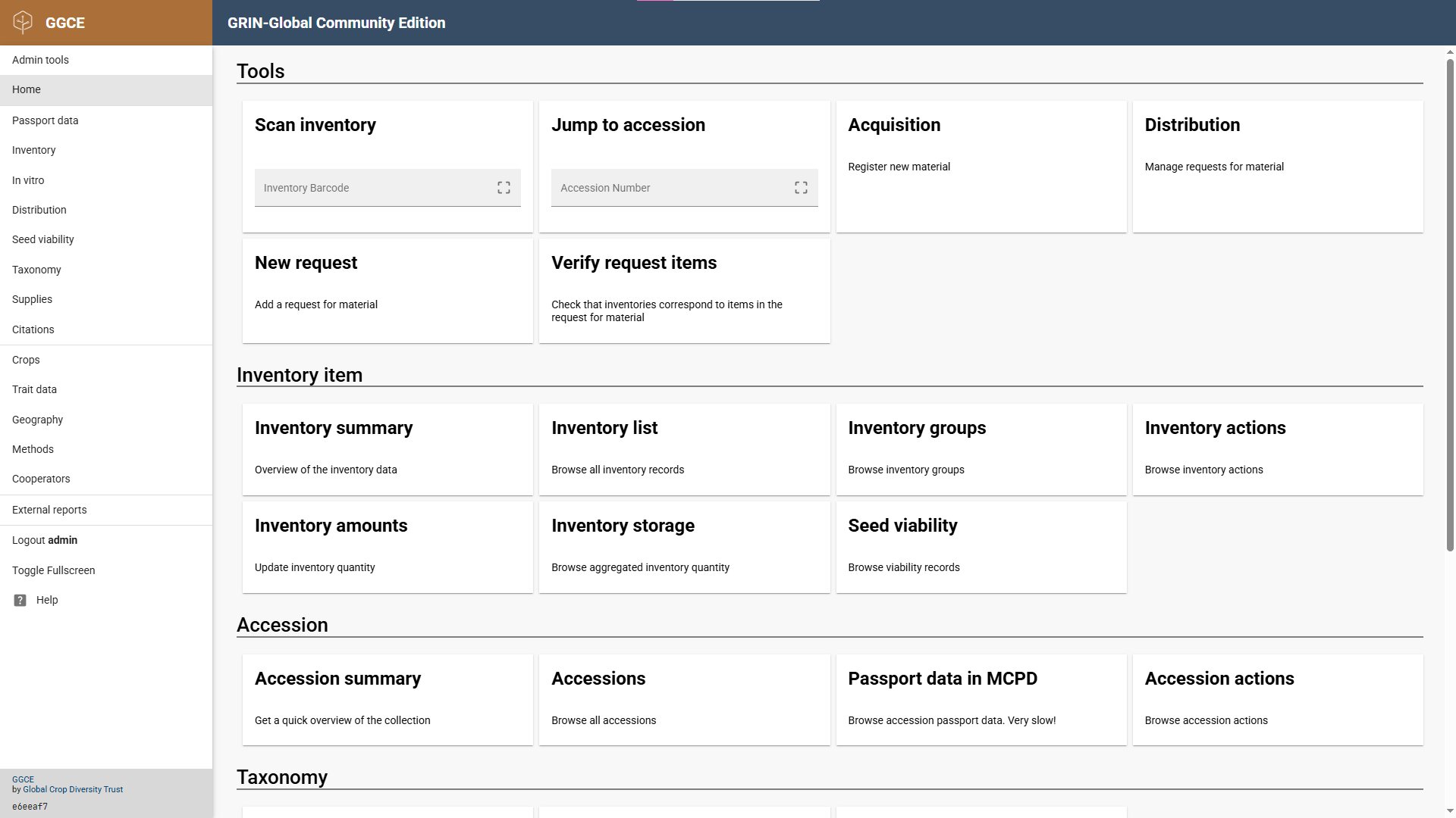 Landing page for logged in users