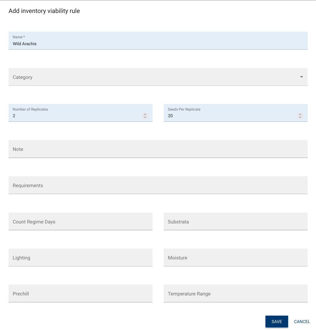 Seed viability rule form